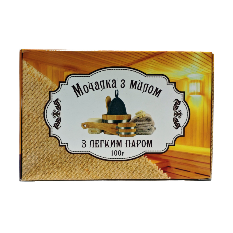 Мочалка джутовая с мылом “С легким паром“ 100 г. “Карпатське мило“ Мочалка джутовая с мылом “С легким паром“ 100 г. “Карпатське мило“