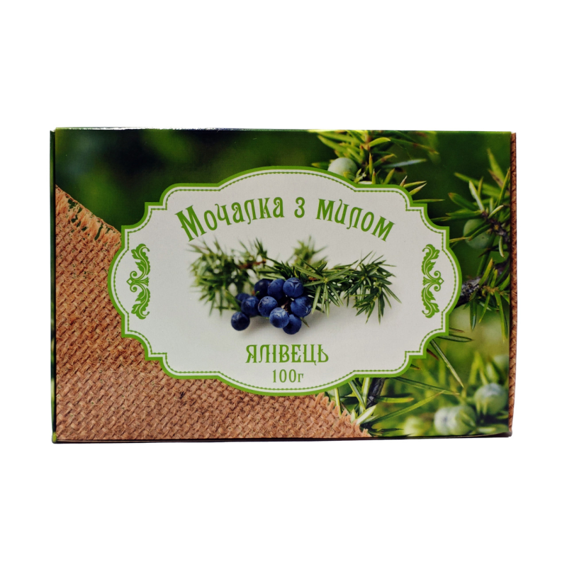 Мочалка джутовая с мылом “Можжевельник“ 100 г. “Карпатське мило“ Мочалка джутовая с мылом “Можжевельник“ 100 г. “Карпатське мило“