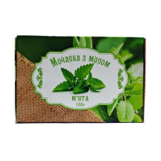 Мочалка джутовая с мылом  “Мята“ 100 г. “Карпатське мило“