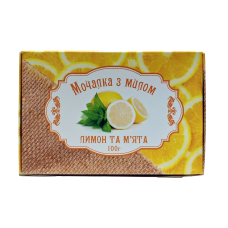 Мочалка джутовая с мылом  “Лимон и мята“ 100 г. “Карпатське мило“