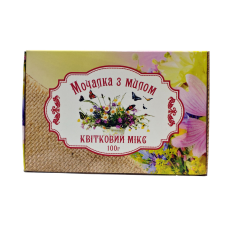Мочалка джутовая с мылом  “Цветочный микс“ 100 г. “Карпатське мило“