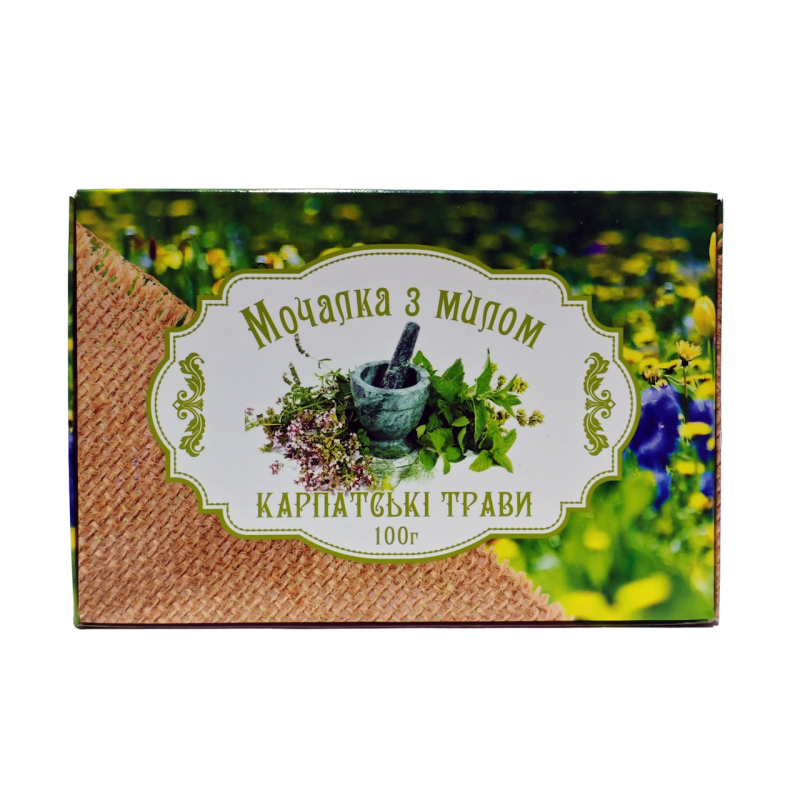 Мочалка джутовая с мылом  “Карпатские травы“ 100 г. “Карпатське мило“